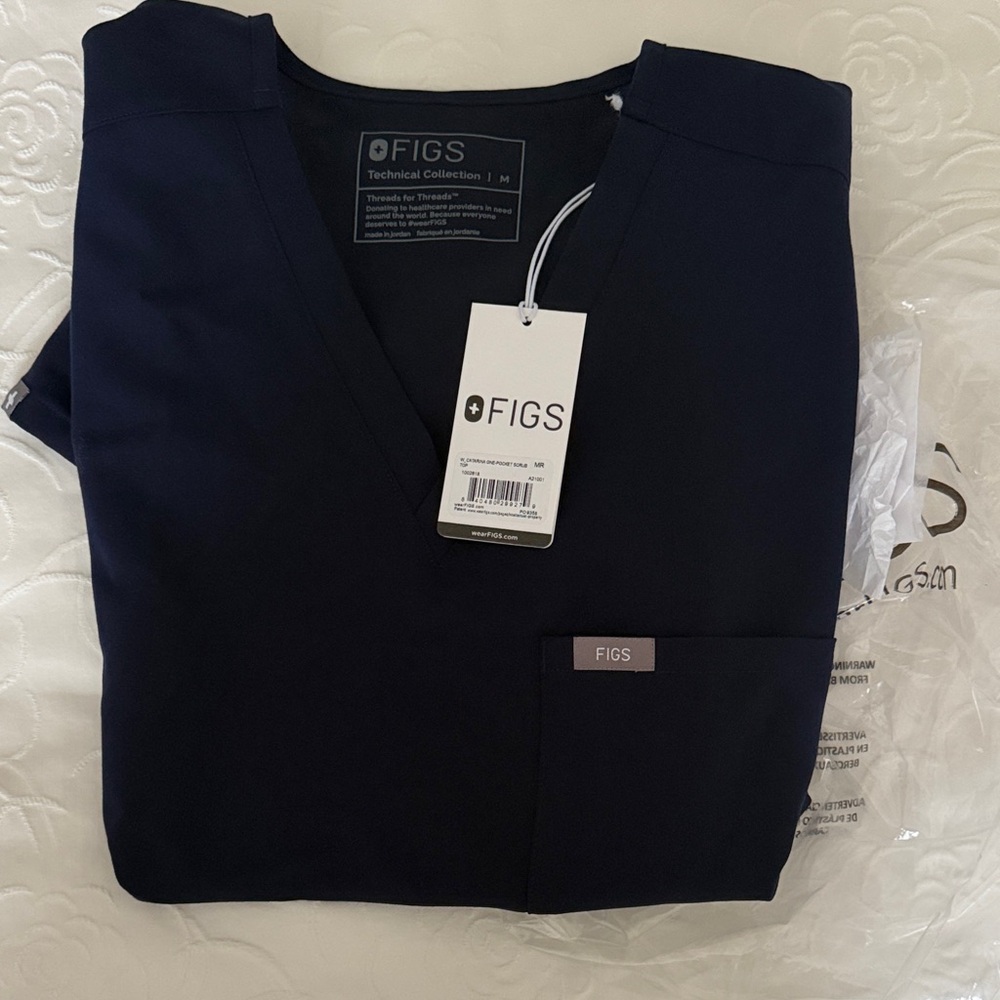 Figs Navy V-Neck Medical Scrub Top